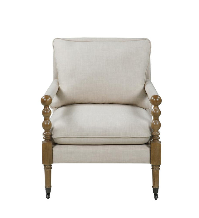 Monaghan Beige Upholstered Accent Chair with Casters - 903058 - Vega Furniture