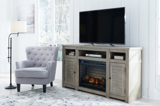 Moreshire Bisque 72" TV Stand with Electric Fireplace - SET | W100-121 | W659-68 - Vega Furniture