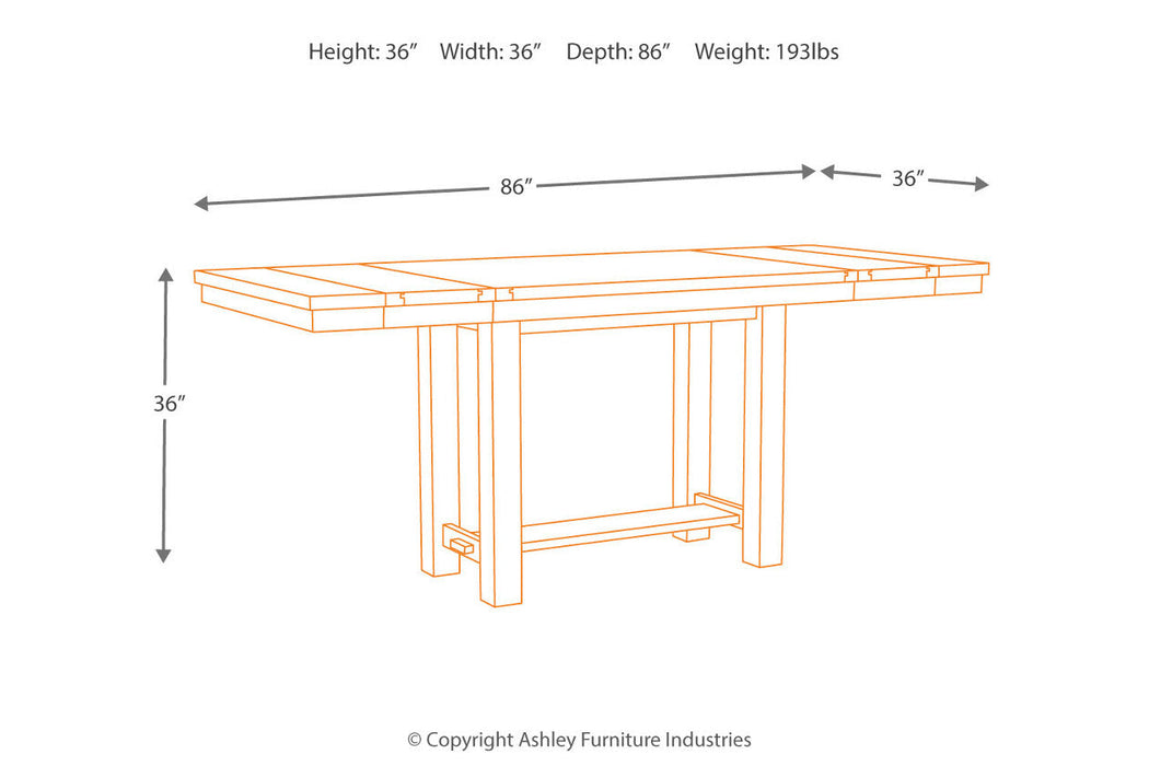 Moriville Grayish Brown Counter Height Dining Extension Table - D631-32 - Vega Furniture