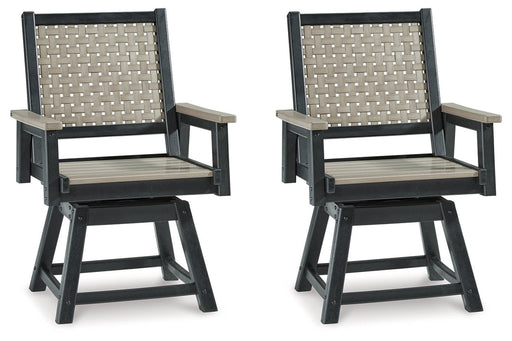 MOUNT VALLEY Driftwood/Black Swivel Chair, Set of 2 - P384-604A - Vega Furniture