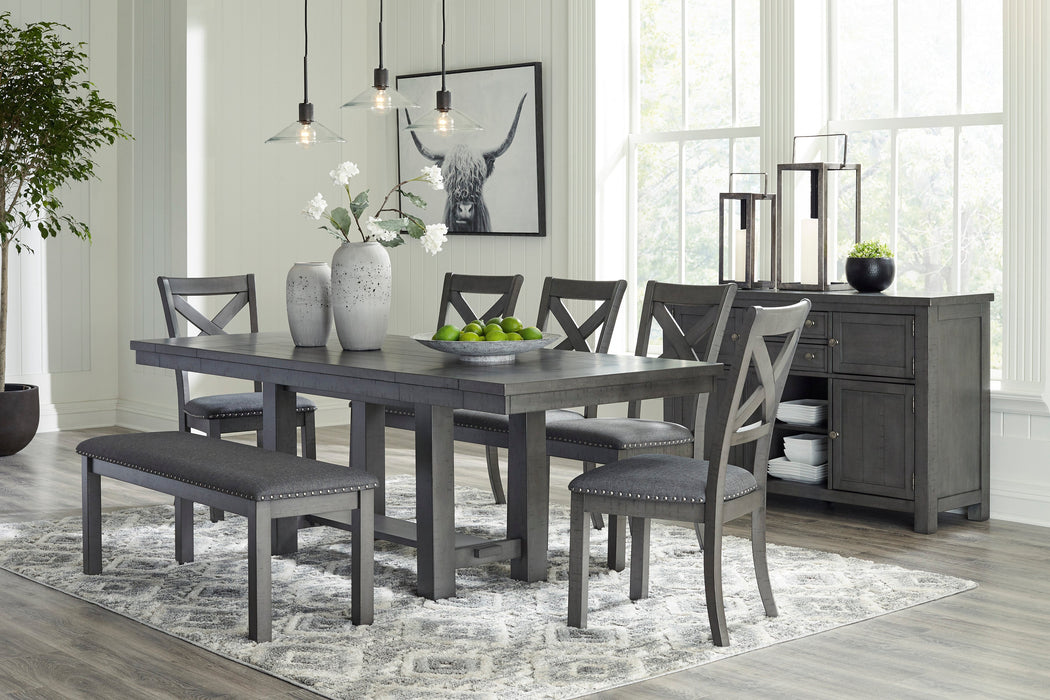 Myshanna Gray Extendable Dining Set - SET | D629-45 | D629-01(4) - Vega Furniture