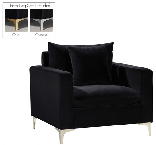 Naomi Black Velvet Chair - 633Black-C - Vega Furniture