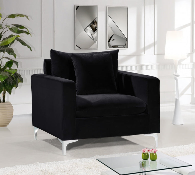 Naomi Black Velvet Chair - 633Black-C - Vega Furniture