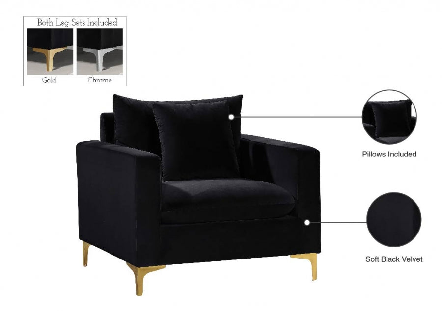 Naomi Black Velvet Chair - 633Black-C - Vega Furniture