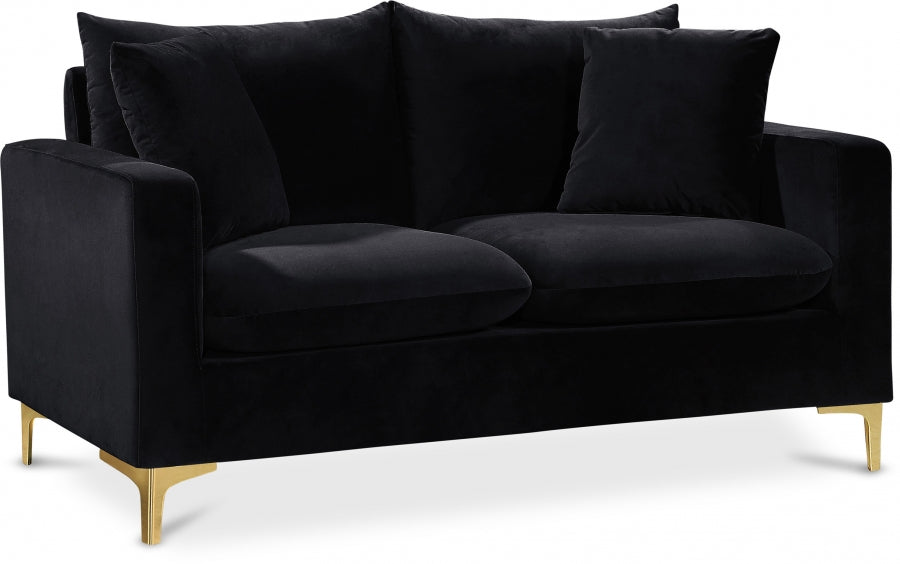 Naomi Black Velvet Loveseat - 633Black-L - Vega Furniture