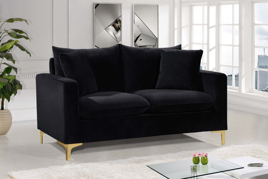 Naomi Black Velvet Loveseat - 633Black-L - Vega Furniture