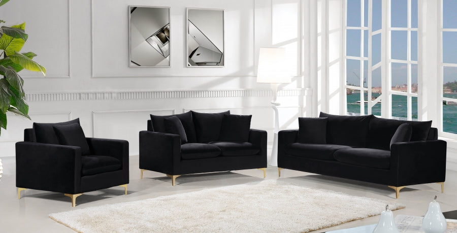 Naomi Black Velvet Loveseat - 633Black-L - Vega Furniture