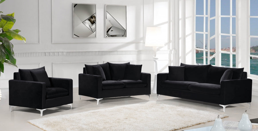 Naomi Black Velvet Loveseat - 633Black-L - Vega Furniture