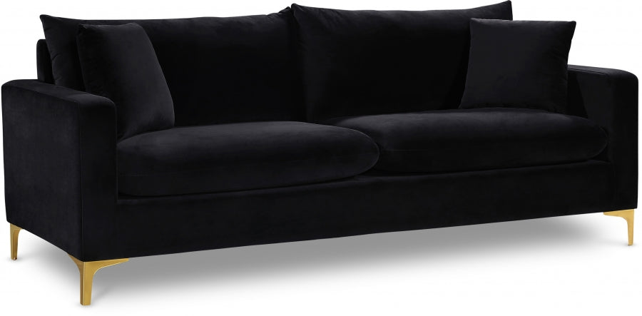 Naomi Black Velvet Sofa - 633Black-S - Vega Furniture