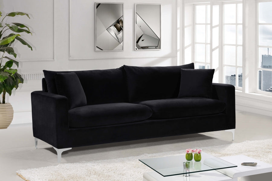 Naomi Black Velvet Sofa - 633Black-S - Vega Furniture