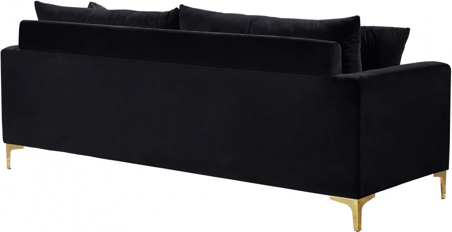 Naomi Black Velvet Sofa - 633Black-S - Vega Furniture