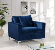 Naomi Blue Velvet Chair - 633Navy-C - Vega Furniture