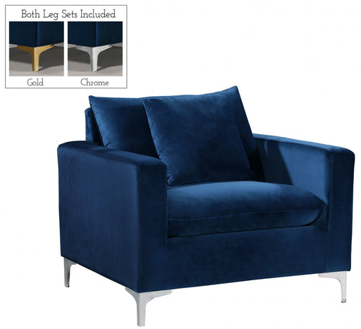 Naomi Blue Velvet Chair - 633Navy-C - Vega Furniture