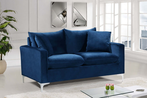 Naomi Blue Velvet Loveseat - 633Navy-L - Vega Furniture