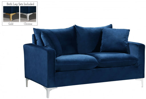 Naomi Blue Velvet Loveseat - 633Navy-L - Vega Furniture