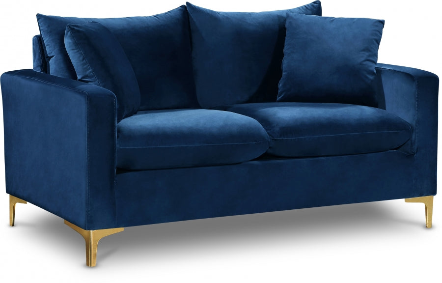 Naomi Blue Velvet Loveseat - 633Navy-L - Vega Furniture