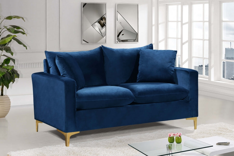 Naomi Blue Velvet Loveseat - 633Navy-L - Vega Furniture