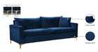 Naomi Blue Velvet Sofa - 633Navy-S - Vega Furniture