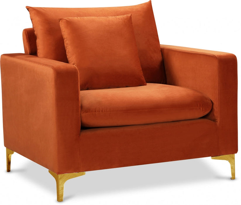Naomi Cognac Velvet Chair - 633Cognac-C - Vega Furniture