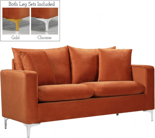 Naomi Cognac Velvet Loveseat - 633Cognac-L - Vega Furniture