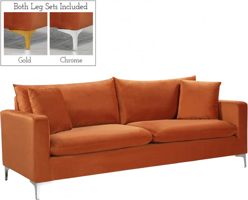 Naomi Cognac Velvet Sofa - 633Cognac-S - Vega Furniture