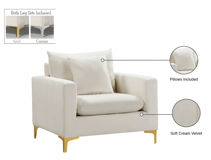 Naomi Cream Velvet Chair - 633Cream-C - Vega Furniture