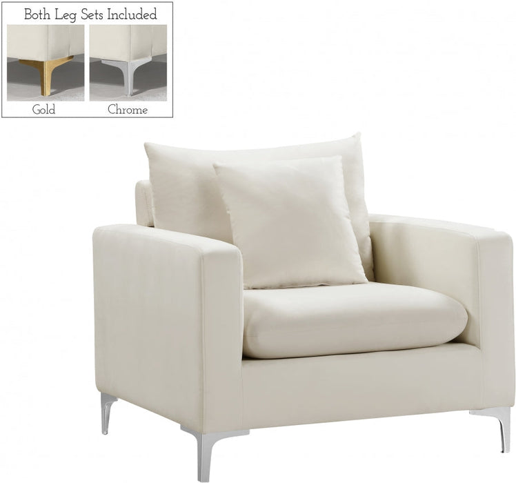 Naomi Cream Velvet Chair - 633Cream-C - Vega Furniture