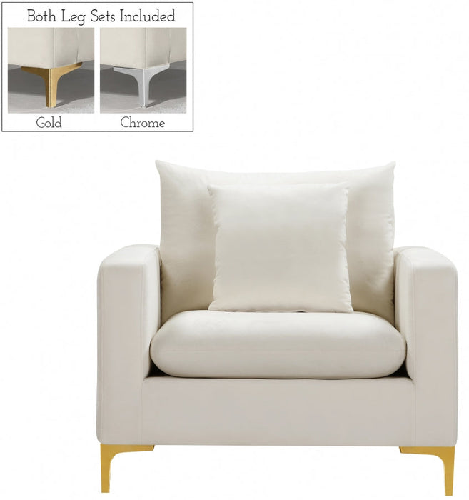 Naomi Cream Velvet Chair - 633Cream-C - Vega Furniture