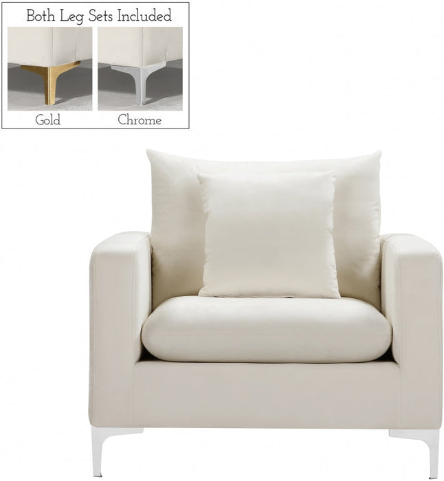 Naomi Cream Velvet Chair - 633Cream-C - Vega Furniture