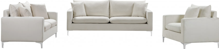 Naomi Cream Velvet Loveseat - 633Cream-L - Vega Furniture