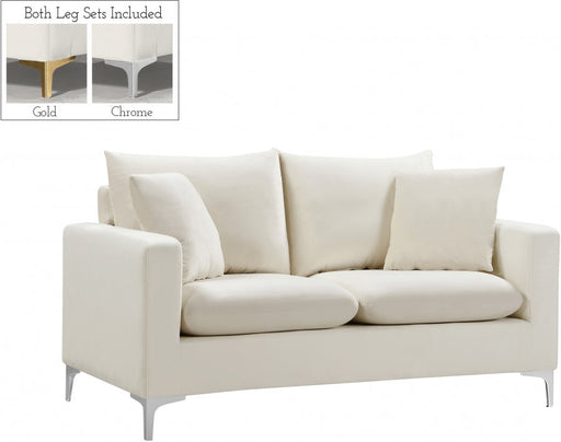 Naomi Cream Velvet Loveseat - 633Cream-L - Vega Furniture