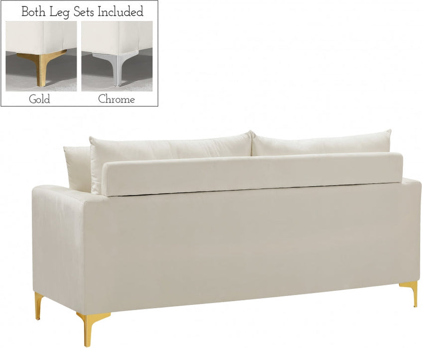 Naomi Cream Velvet Loveseat - 633Cream-L - Vega Furniture