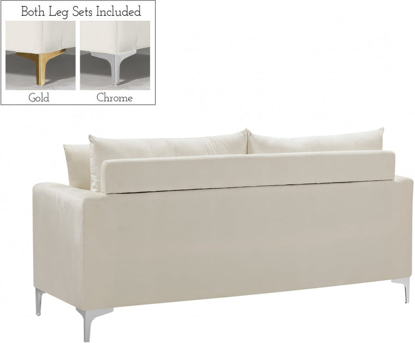 Naomi Cream Velvet Loveseat - 633Cream-L - Vega Furniture