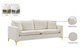 Naomi Cream Velvet Sofa - 633Cream-S - Vega Furniture