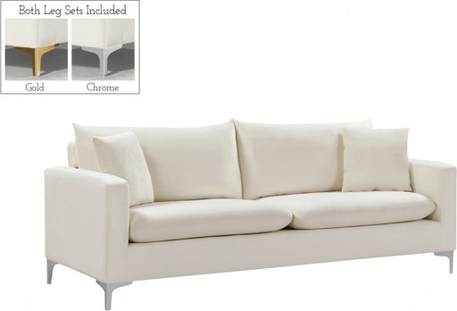 Naomi Cream Velvet Sofa - 633Cream-S - Vega Furniture