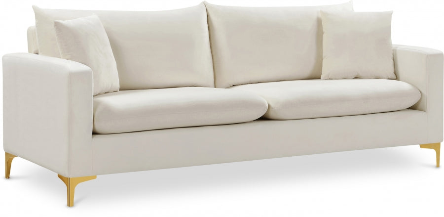 Naomi Cream Velvet Sofa - 633Cream-S - Vega Furniture