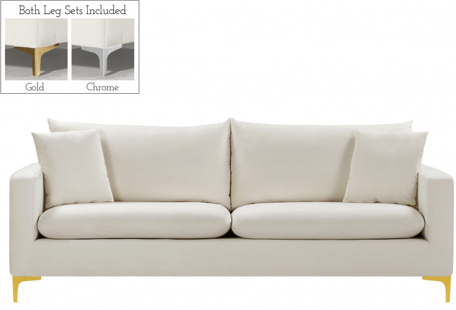 Naomi Cream Velvet Sofa - 633Cream-S - Vega Furniture