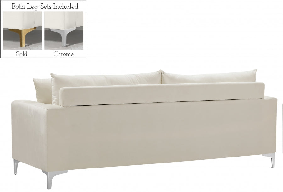 Naomi Cream Velvet Sofa - 633Cream-S - Vega Furniture