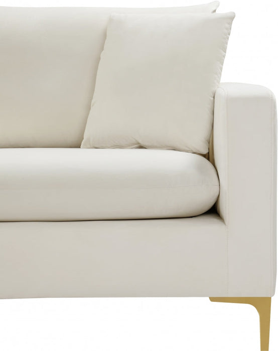 Naomi Cream Velvet Sofa - 633Cream-S - Vega Furniture