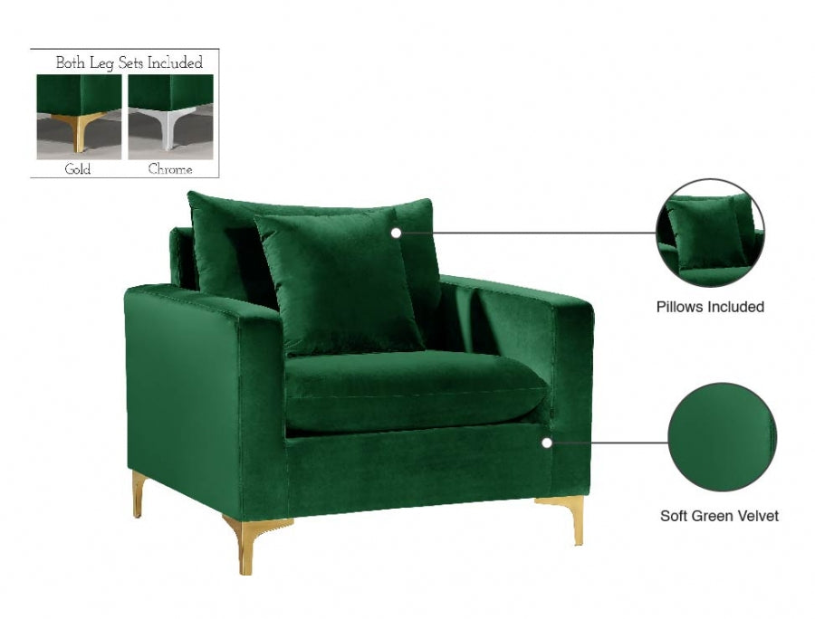 Naomi Green Velvet Chair - 633Green-C - Vega Furniture