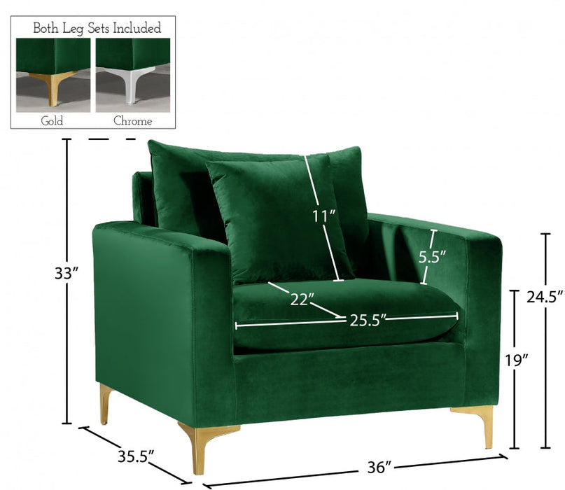 Naomi Green Velvet Chair - 633Green-C - Vega Furniture