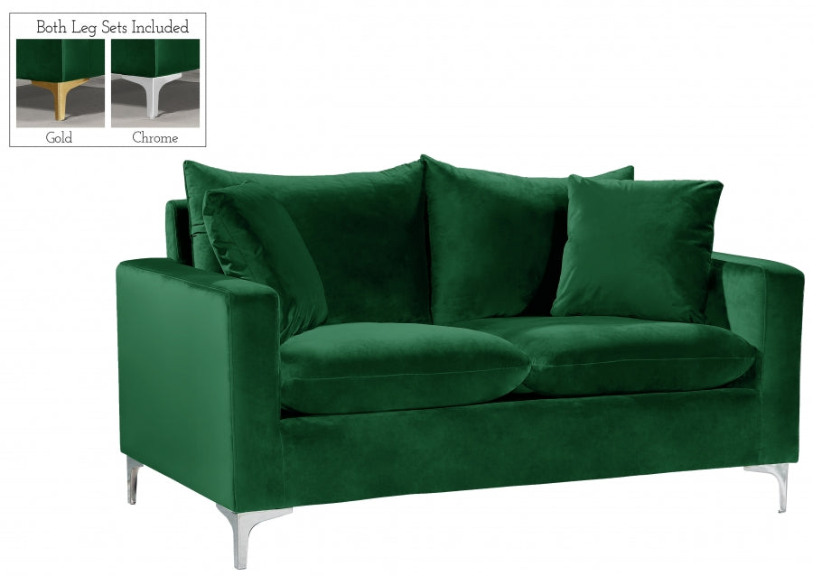 Naomi Green Velvet Loveseat - 633Green-L - Vega Furniture