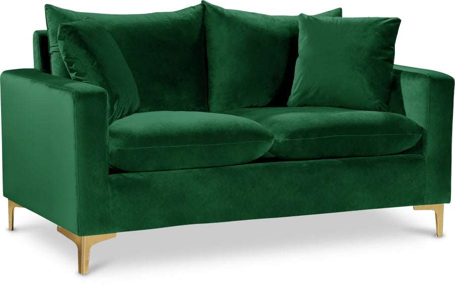 Naomi Green Velvet Loveseat - 633Green-L - Vega Furniture