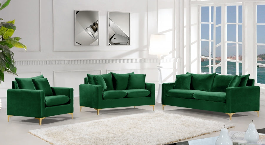 Naomi Green Velvet Loveseat - 633Green-L - Vega Furniture