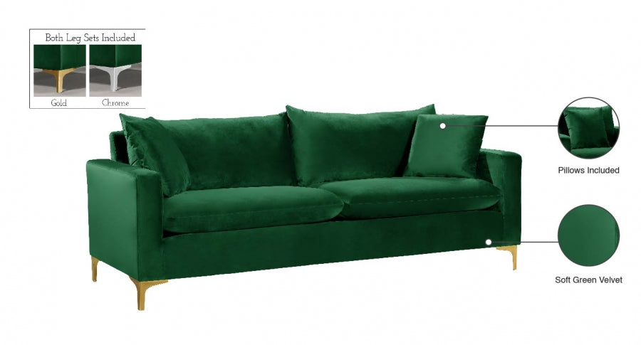 Naomi Green Velvet Sofa - 633Green-S - Vega Furniture