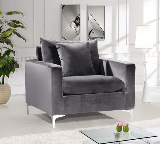 Naomi Grey Velvet Chair - 633Grey-C - Vega Furniture