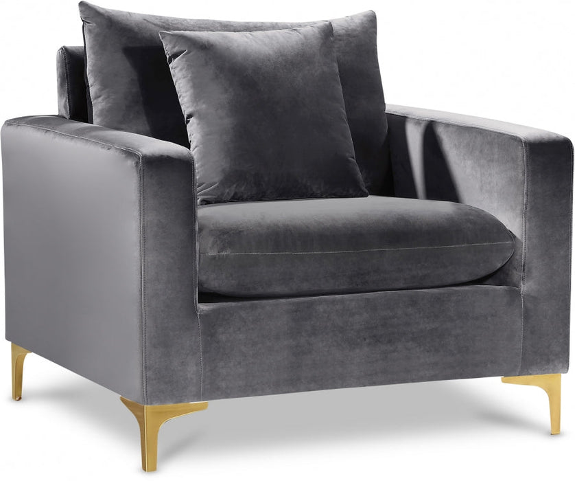 Naomi Grey Velvet Chair - 633Grey-C - Vega Furniture