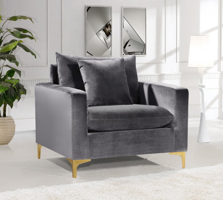 Naomi Grey Velvet Chair - 633Grey-C - Vega Furniture