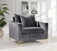 Naomi Grey Velvet Chair - 633Grey-C - Vega Furniture