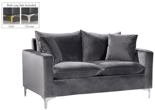 Naomi Grey Velvet Loveseat - 633Grey-L - Vega Furniture